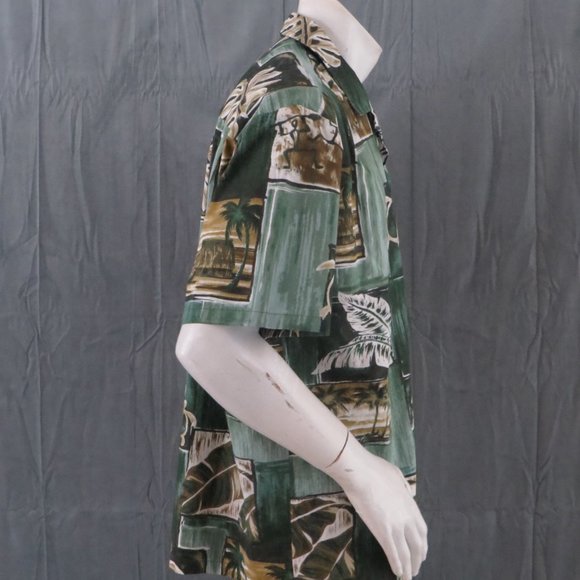 Vintage Hawaiian Shirt - Turtle and Tribal Pattern Paradise Style - Men's Large - Picture 10 of 12